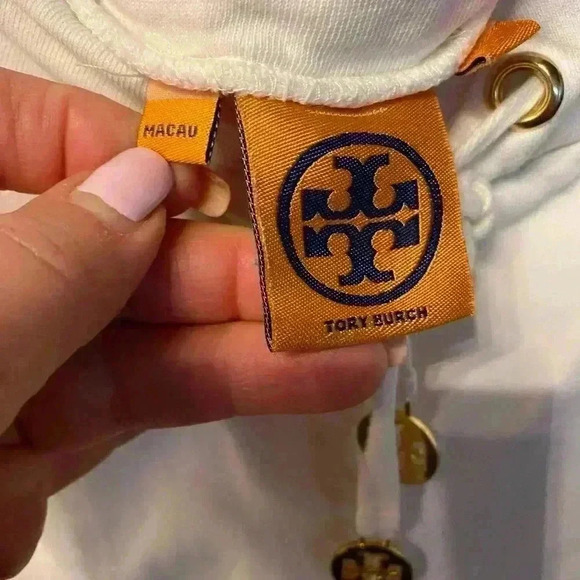 Tory Burch Women’s French Terry Cotton Sweat Pants Draw String white Small NWOT - Picture 4 of 11